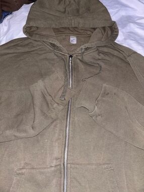 Olive Green Zip-Up Hoodie Sweatshirt